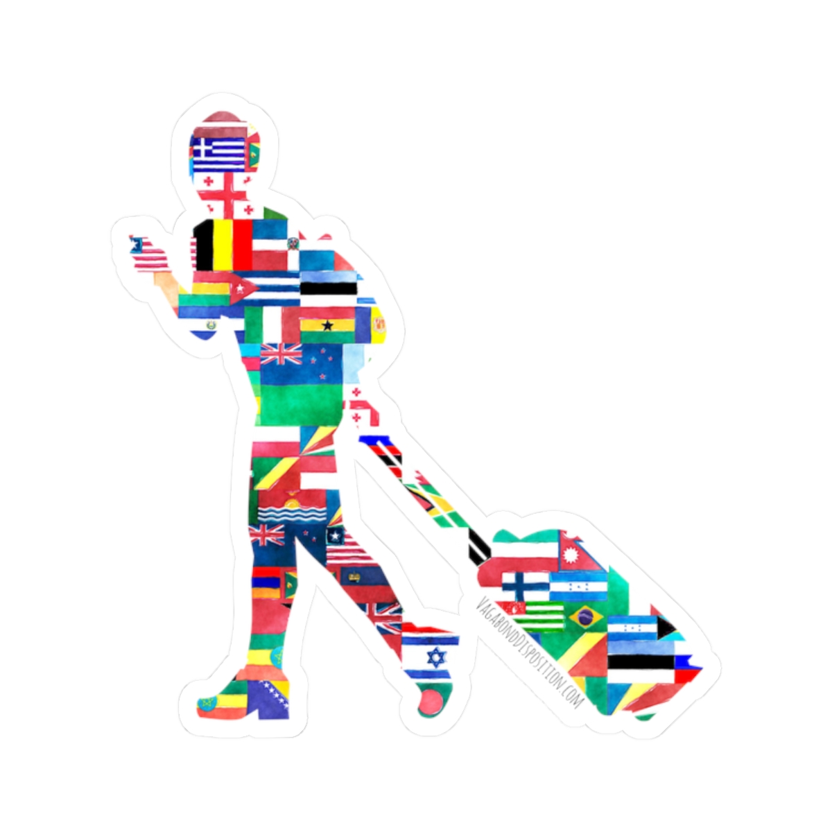 Traveler in World Flags Sticker