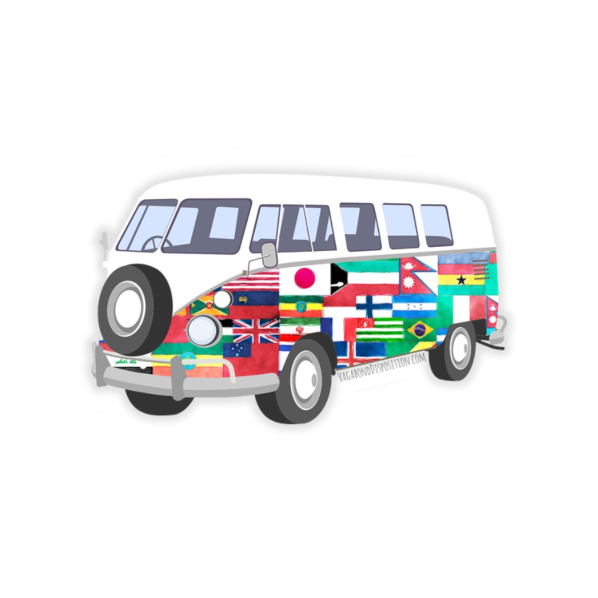 World Flags Van Sticker for Traveler